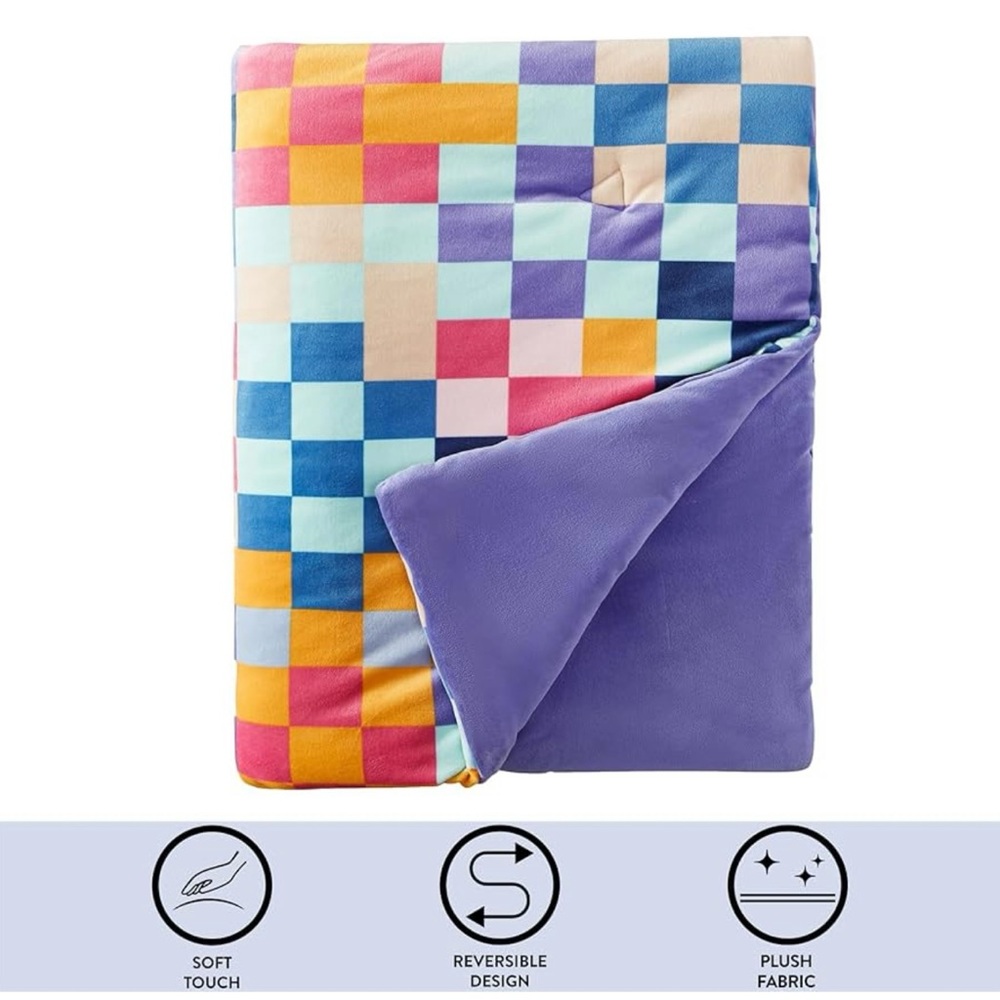 URBAN SHOP Vibrant Multicolor Checkered Throw Blanket - Picture 3 of 9